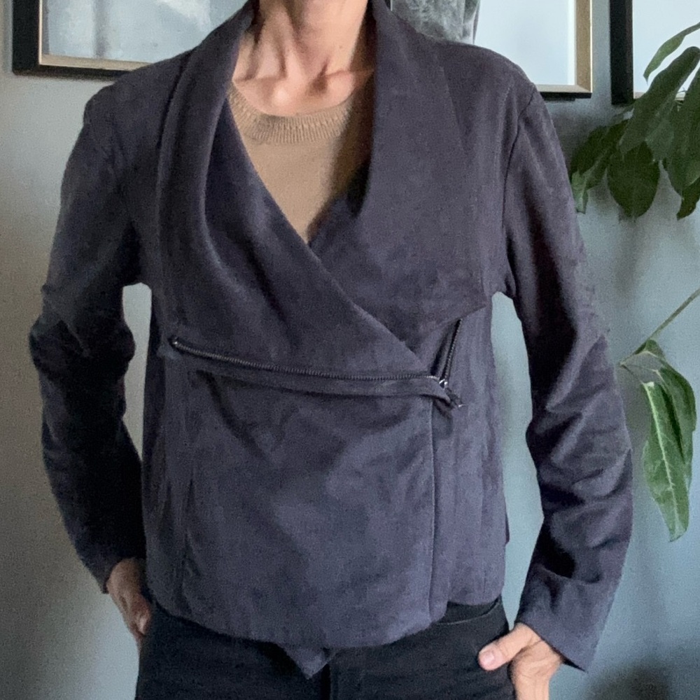 Lysse Charcoal Vegan Suede Moto Jacket